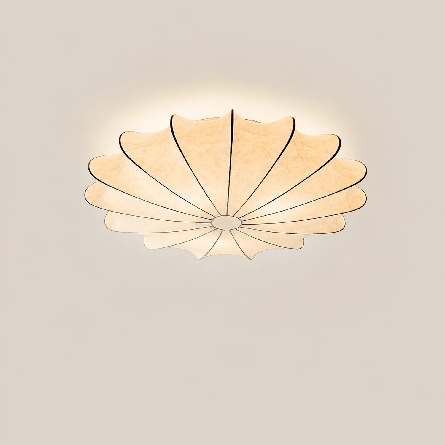 Renée Modern Elagant Round Metal/Fabric Flush Mount Ceiling Light, White - Lumpaz