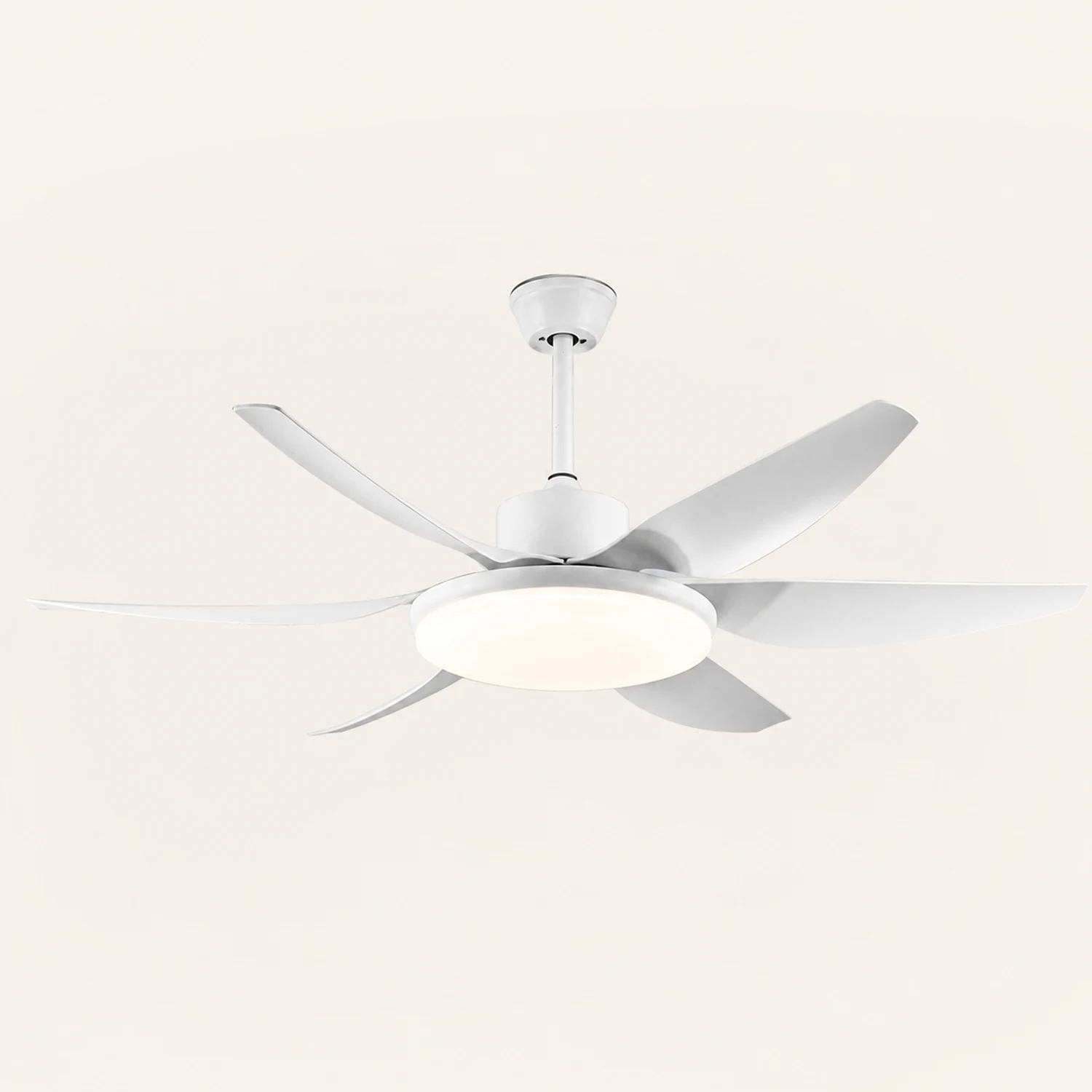 Haydn Basic Modern 6-Blade DC Ceiling Fan with Light, Black & White, 51'' - Lumpaz