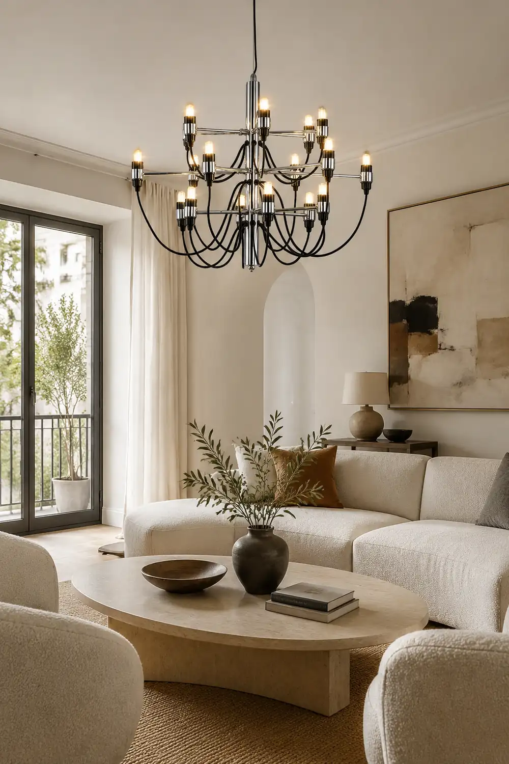 Alessio Retro Linear Metal Chandelier, Black - Lumpaz