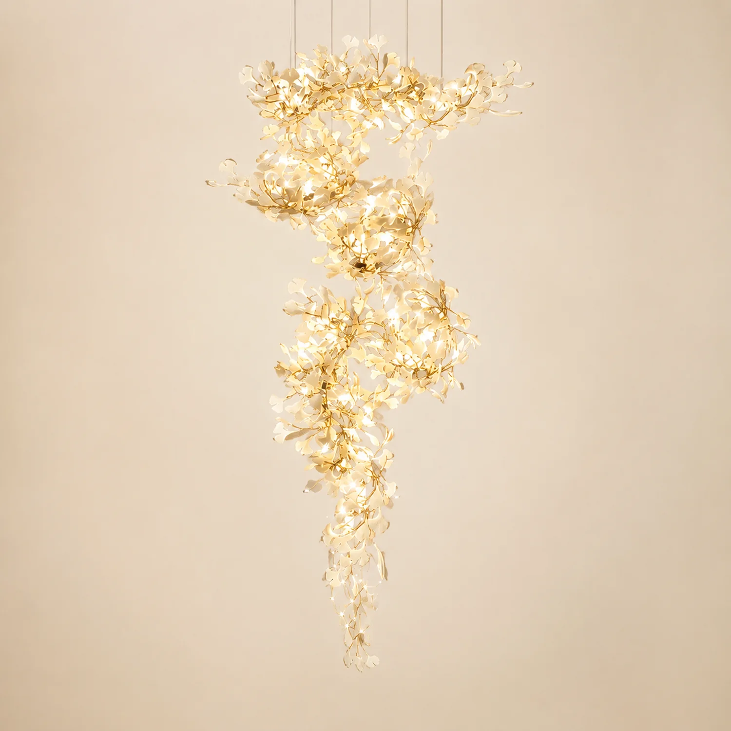 Ophelia Modern Leaf Chandelier Metal/Ceramic Bedroom/Living Room - Lumpaz