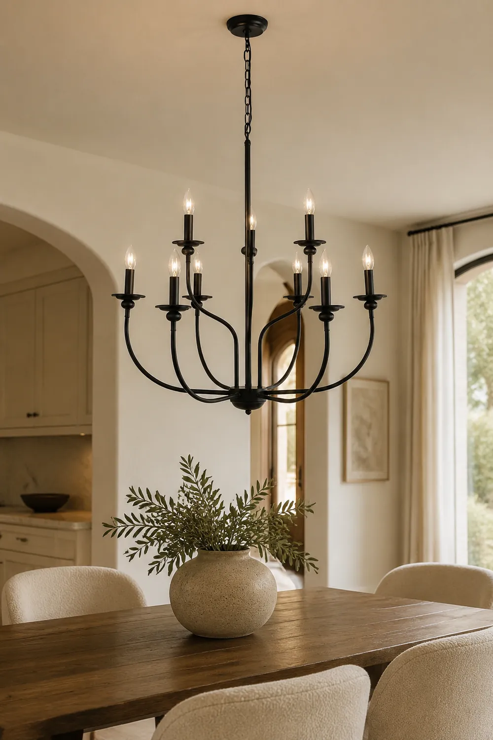 Silva Modern LED Chandelier Black Metal Bedroom Living Room - Lumpaz