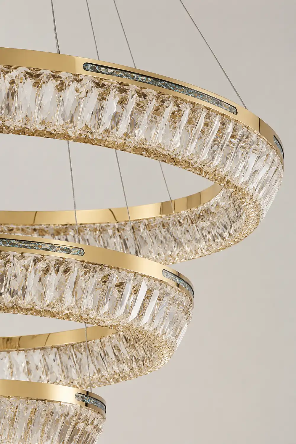 Marilyn Modern Luxury Crystal Gold Chandelier, Tri-Circle - Lumpaz