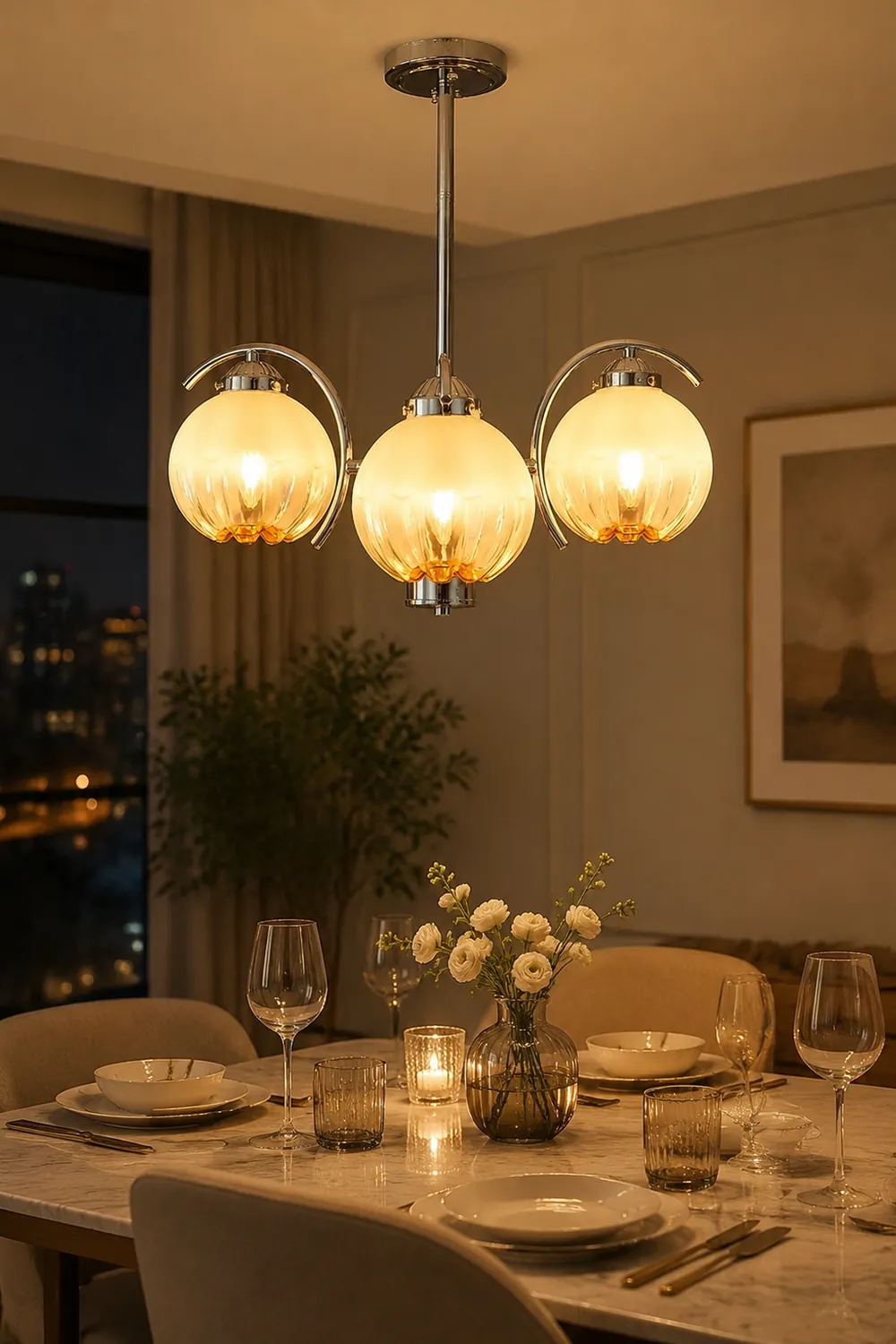 Hailie Pendant Light Gradient Flower Modern, Glass, White, Bedroom - Lumpaz