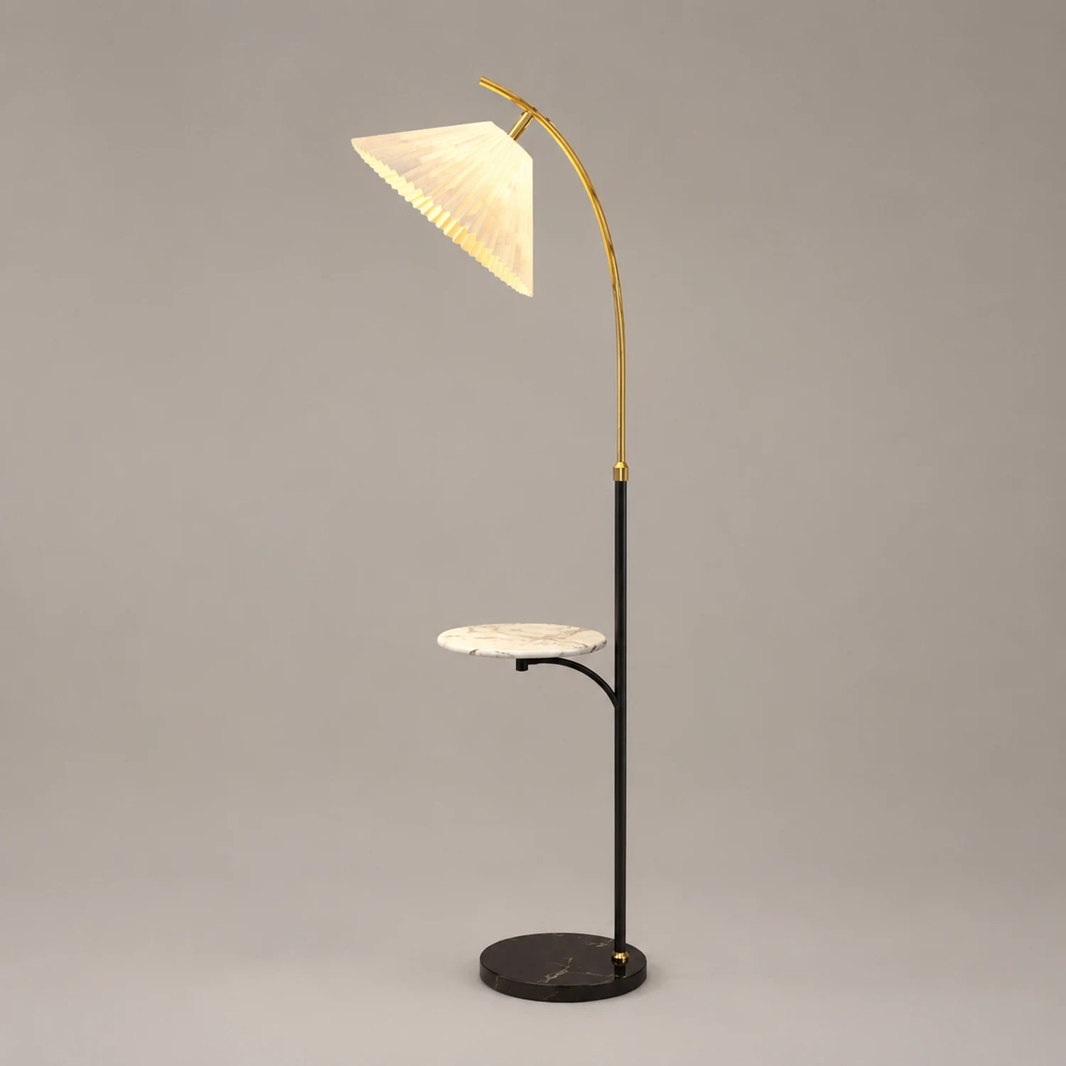Ozawa Modern Pleated Metal Fabric Floor Lamp / Bedside Table, 3 Color - Lumpaz