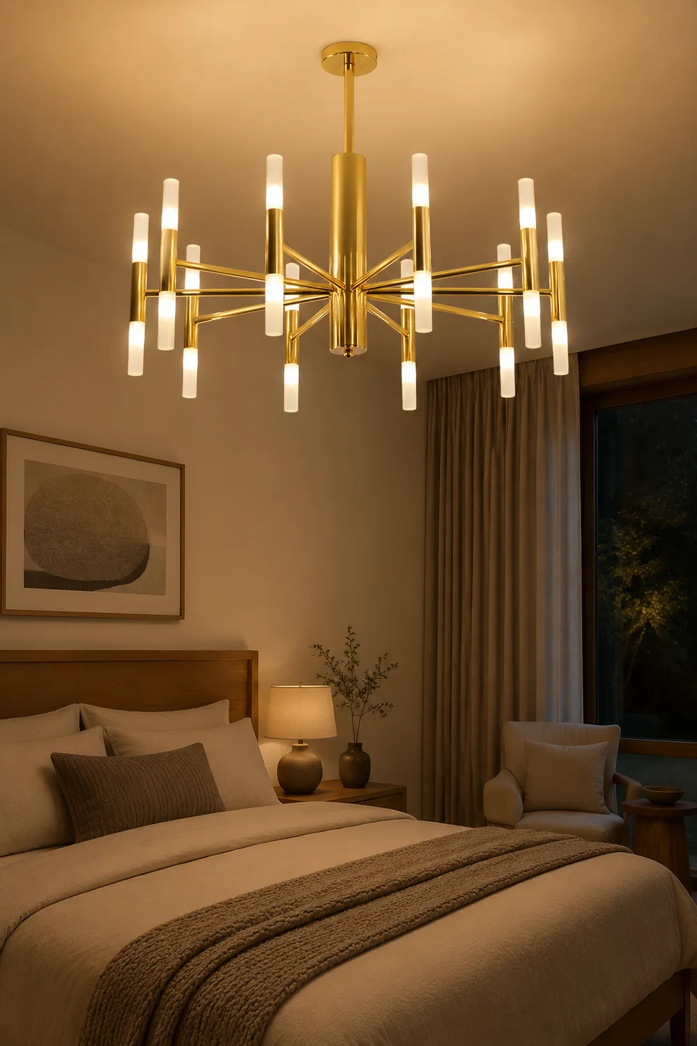 Marilyn Modern Cylindrical Metal Chandelier, Gold - Lumpaz