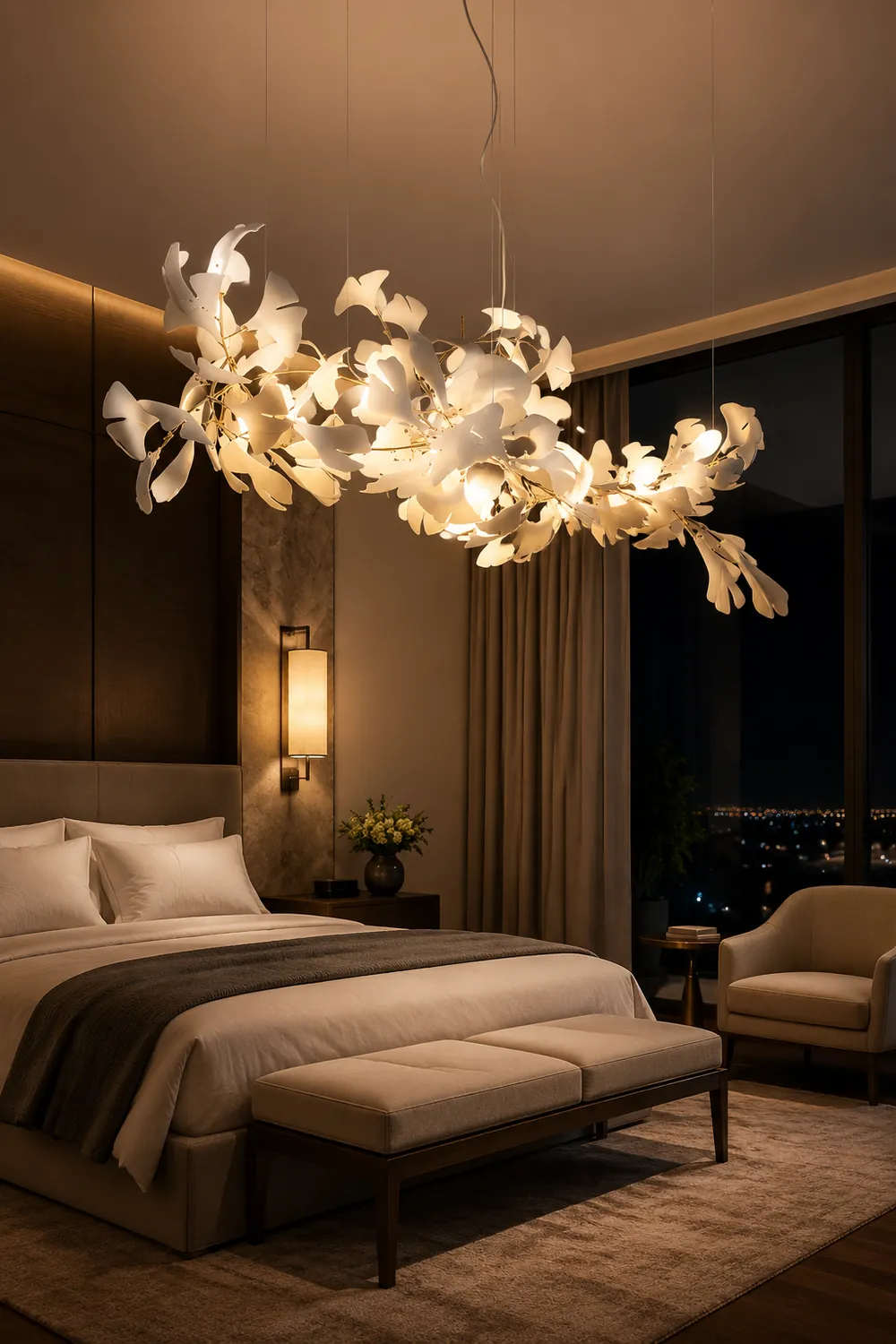 Ophelia CeraFall Modern Art Deco Organic Chandelier Metal Ceramics - Lumpaz