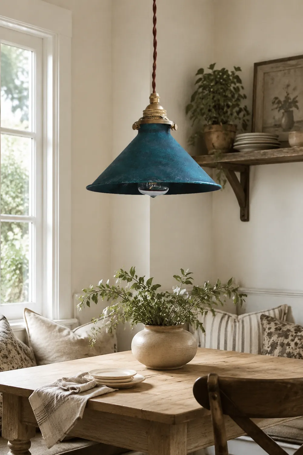 Alessio Vintage LED Rustic Pendant Light Metal Blue Kitchen Balcony - Lumpaz