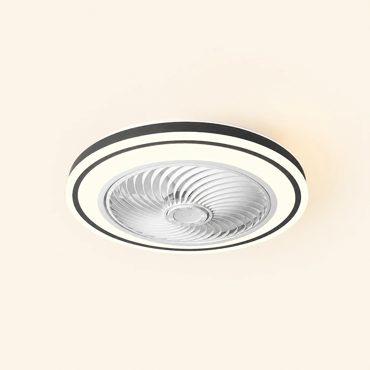 Quinn Round Ceiling Fan with Light, Bedroom - Lumpaz