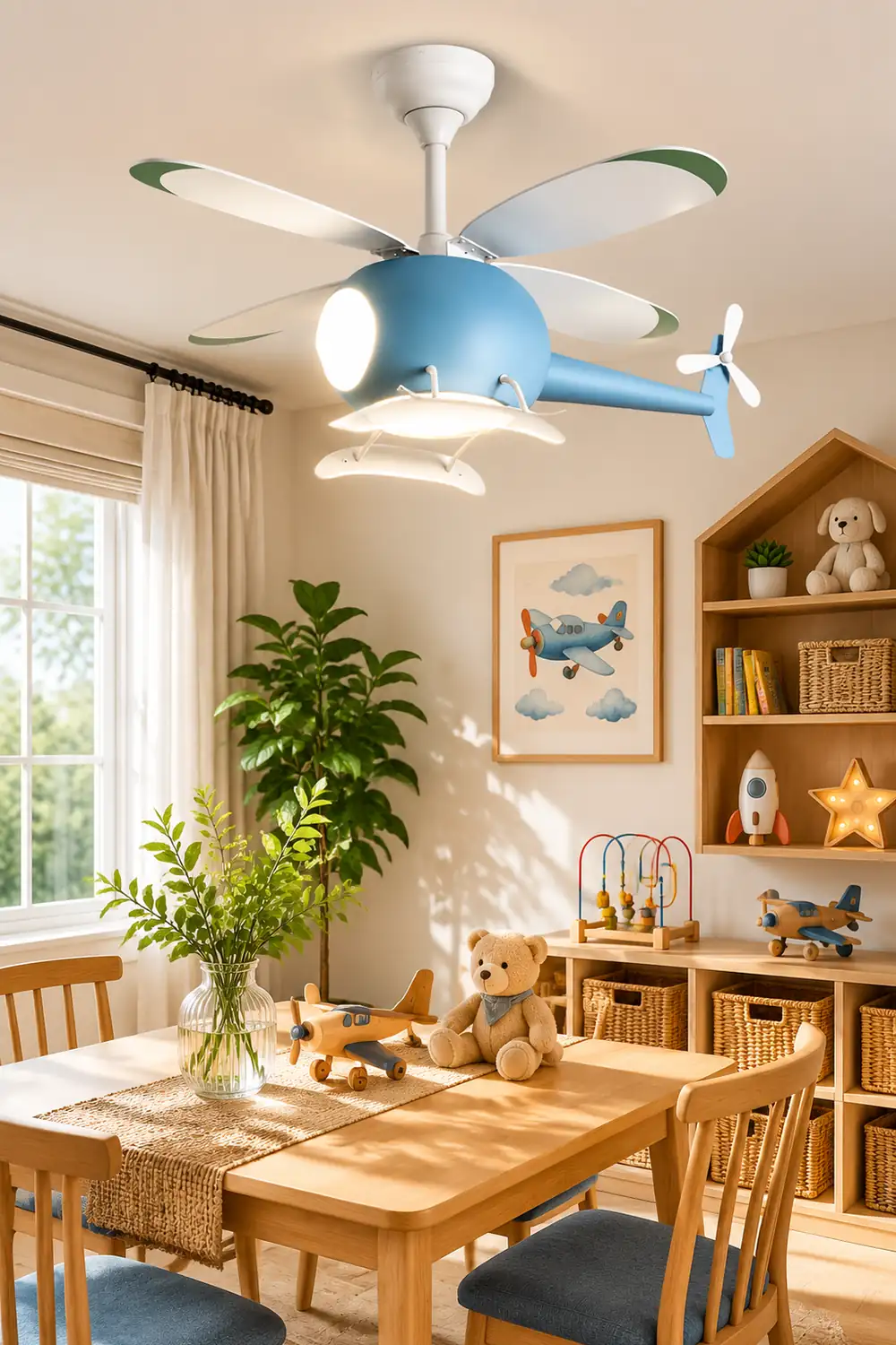 Minori 4-Blade Blue Jet DC Ceiling Fan with Light, Summer, 31.5'' - Lumpaz
