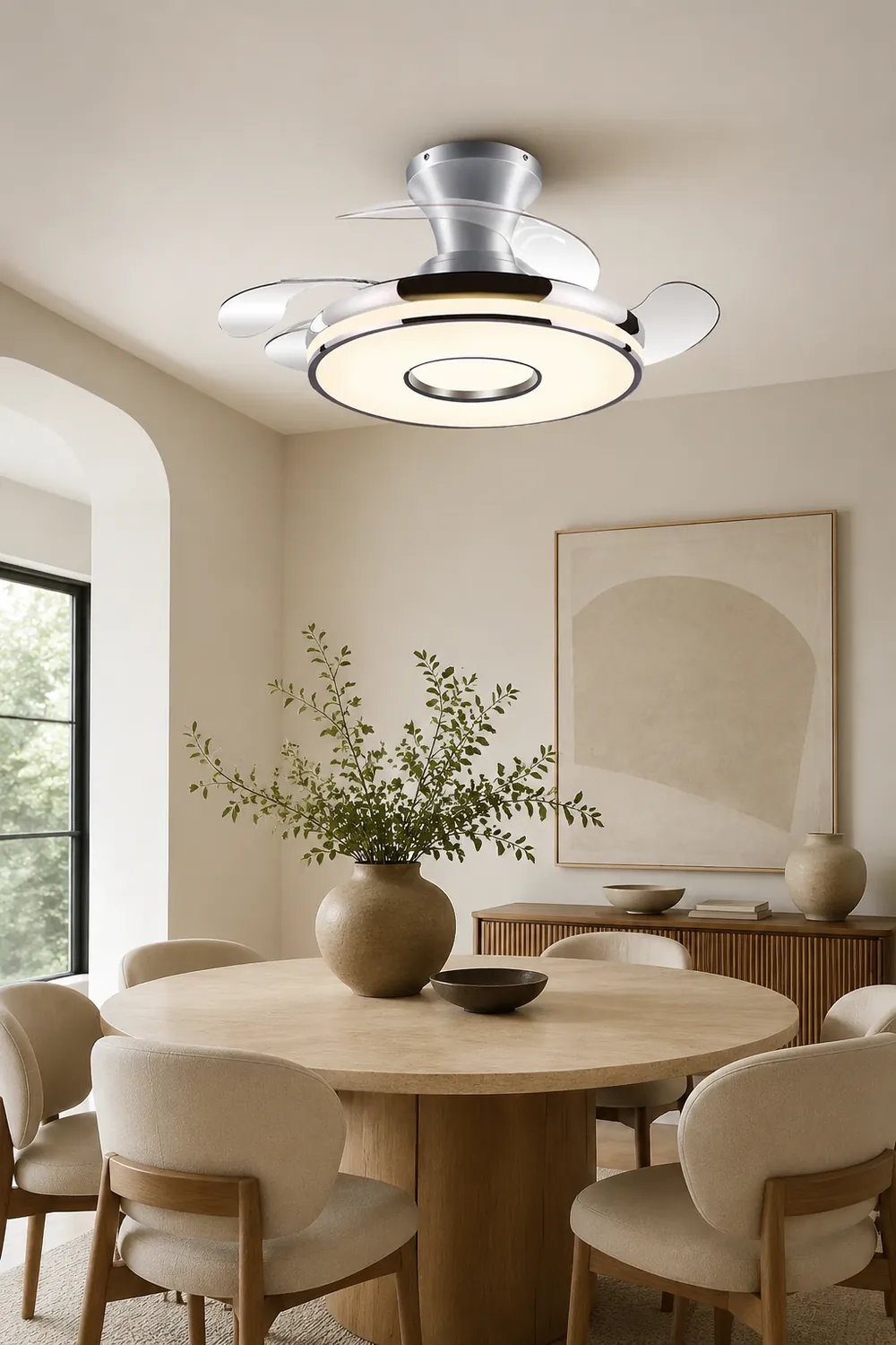 Quinn Ceiling Fan with Light, 2 Color, L 35.8"/42.5"/48" - Lumpaz