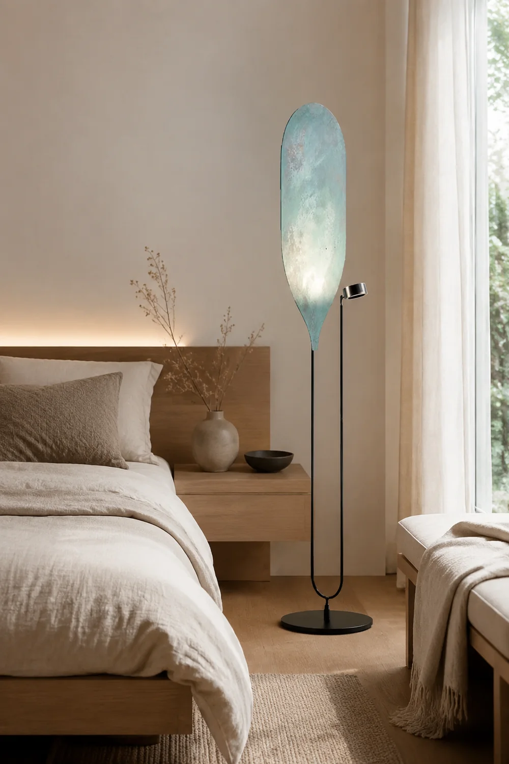 Salgado LED Floor Lamp, Metal, Reddish Brown/Aqua Blue - Lumpaz