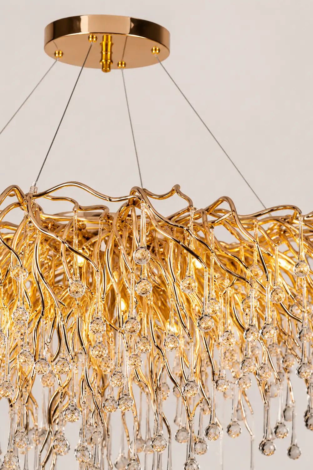 Colon Pendant Light Tassel Luxury, Metal/Crystal, Gold, Bedroom - Lumpaz