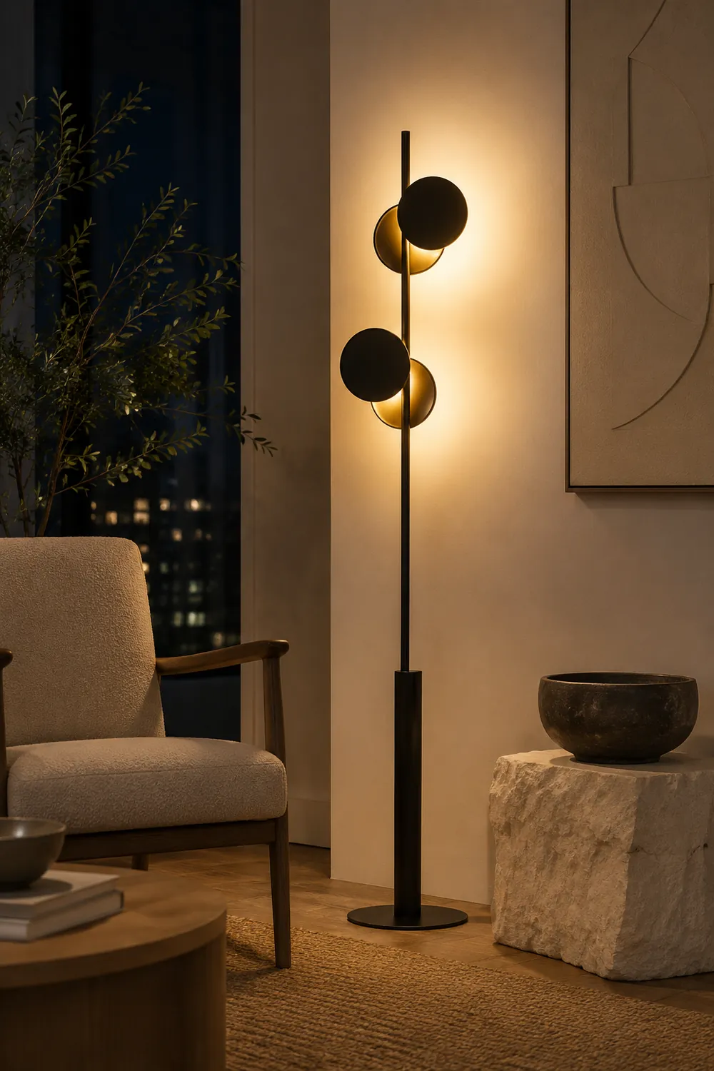 Salgado Nordic Round Metal 2 Bulb Floor Lamp Living Room - Lumpaz
