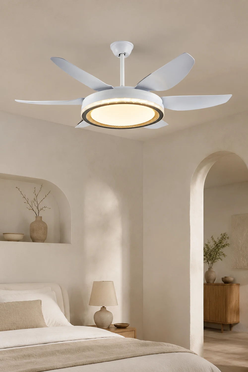 Haydn 6-Blade Modern Basic DC Ceiling Fan with Light, 51'' - Lumpaz