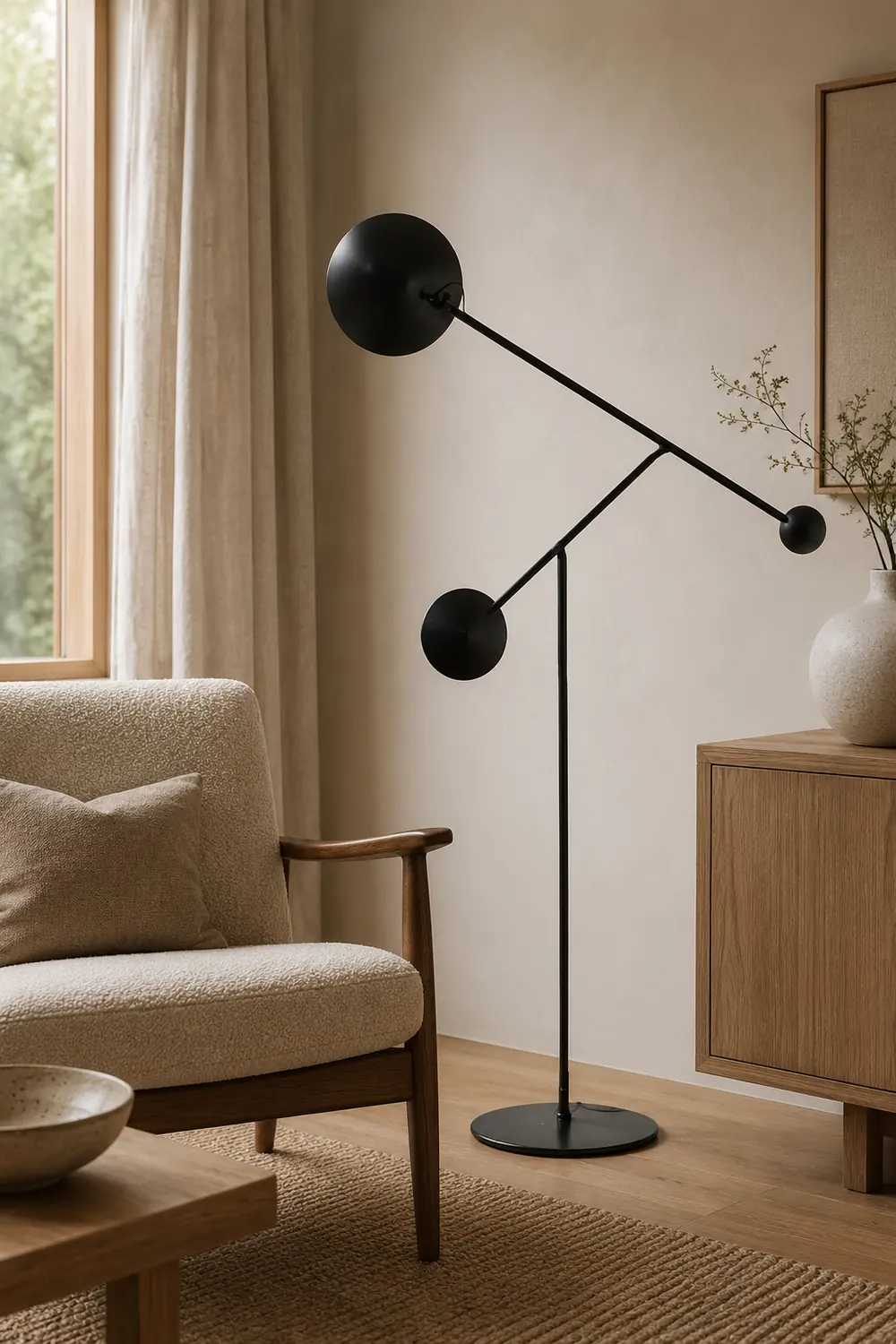 Avi Post Modern Metal Floor Lamp, Black - Lumpaz