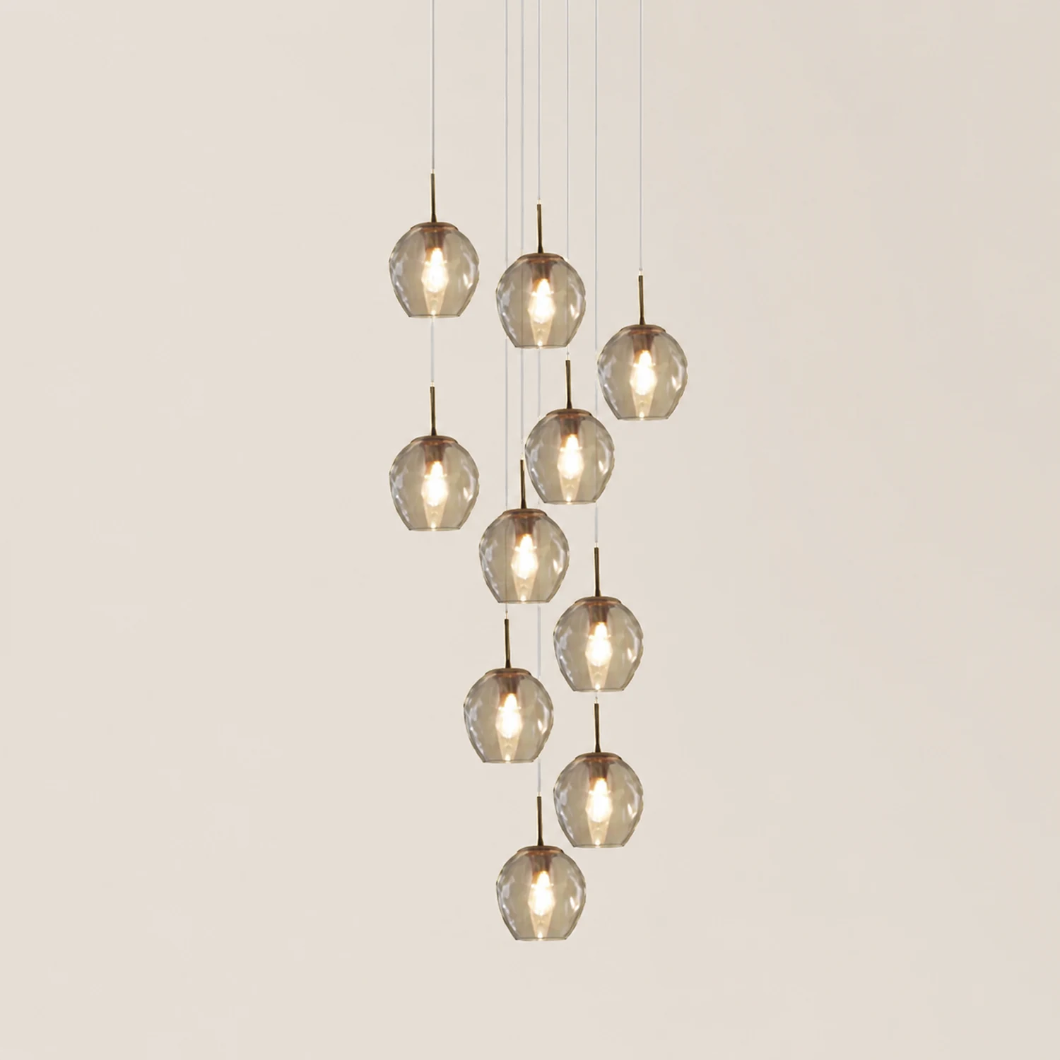 Hailie Modern Ball Glass Chandelier Gold Living Room Staircase - Lumpaz