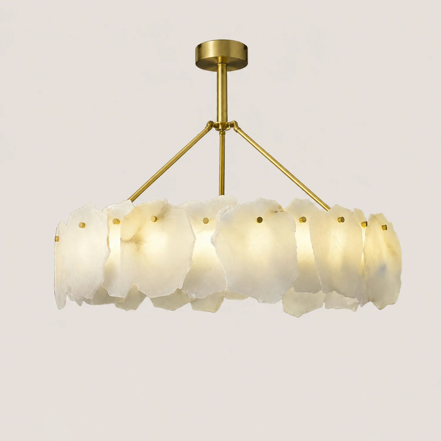 Marilyn Modern Marble Gold Round Pendant Light, Living Room - Lumpaz
