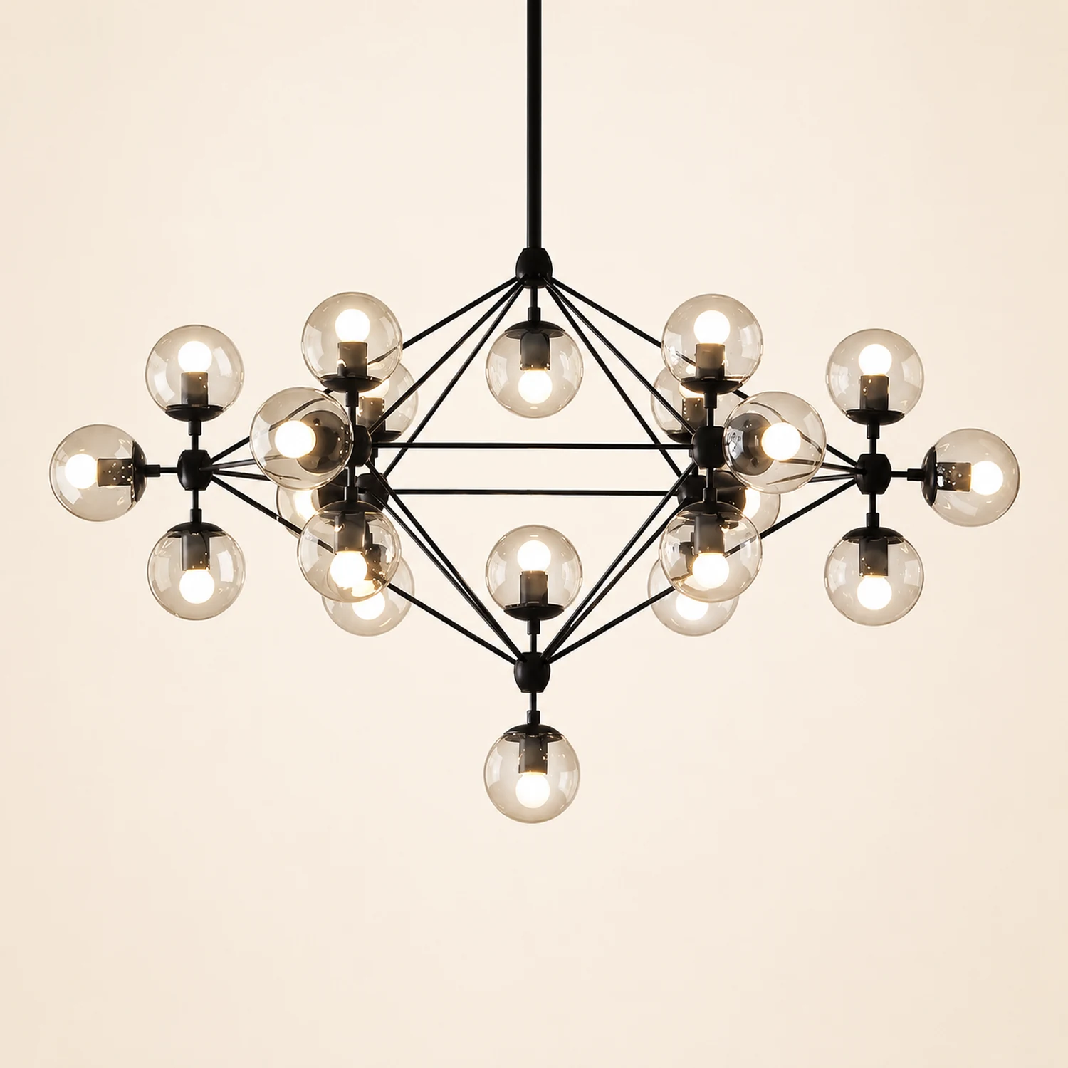 Valentina Pendant Light Bubble Modern, Glass/Metal, Black, Bedroom - Lumpaz