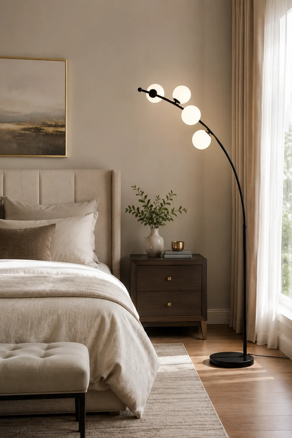 Valentina Modern Arc Multi Head Bubble Floor Lamp Black/Gold - Lumpaz
