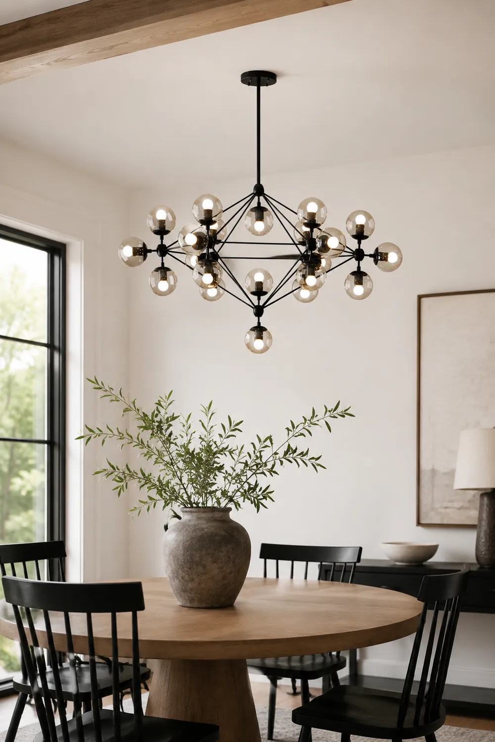 Valentina Pendant Light Bubble Modern, Glass/Metal, Black, Bedroom - Lumpaz