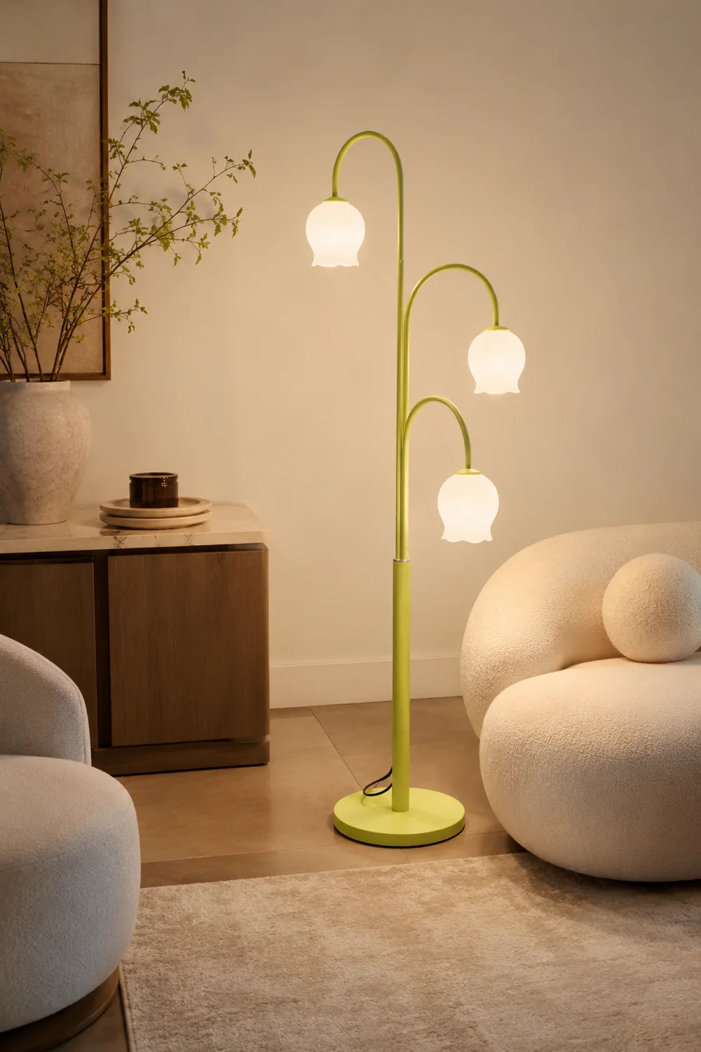Lily Art Deco Dome Metal Glass Floor Lamp - Lumpaz