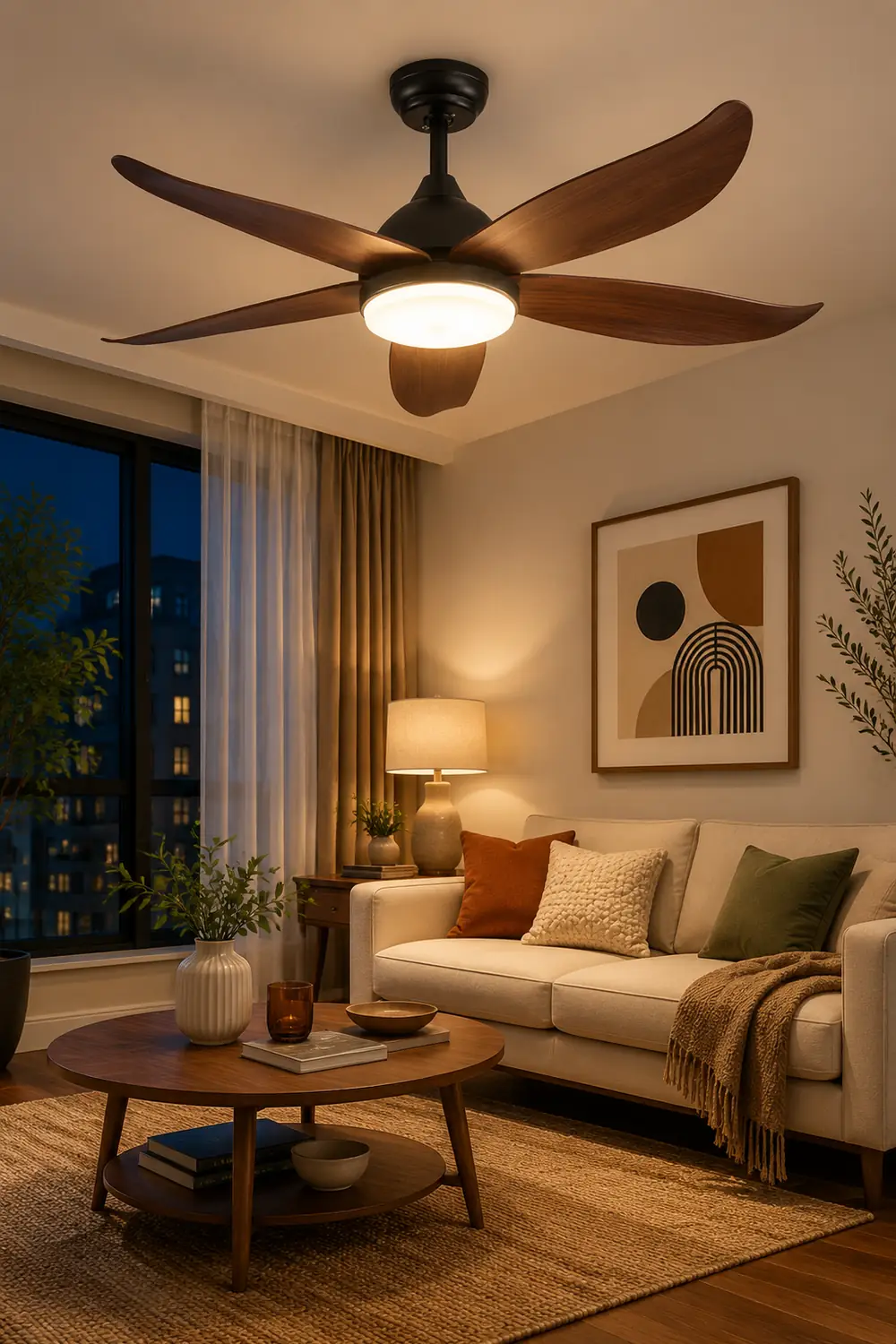 Haydn 5-Blade Modern Black DC Ceiling Fan with Light, 47'' - Lumpaz