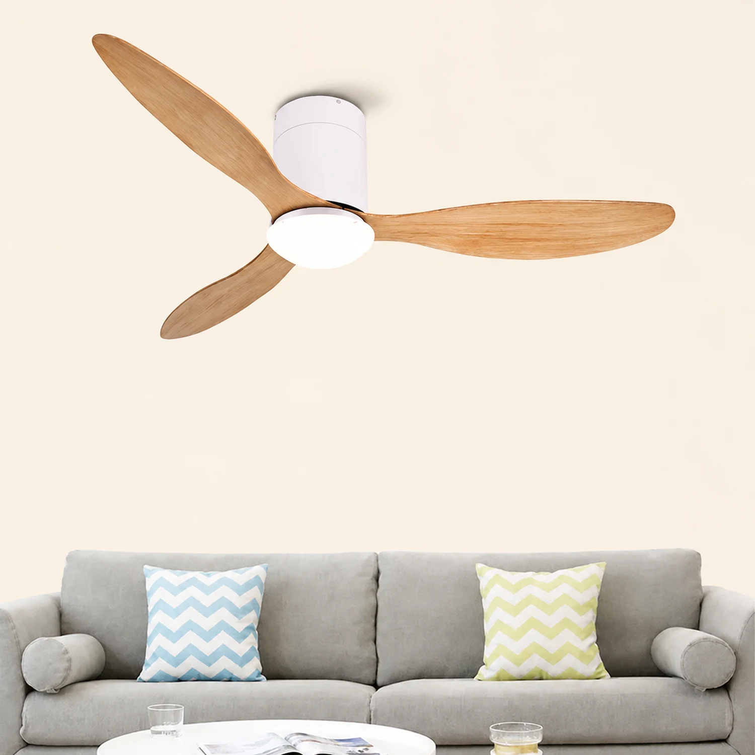 Walters 3-Blade White Ceiling Fan With Light, 2 Color, DIA 45.3'' - Lumpaz
