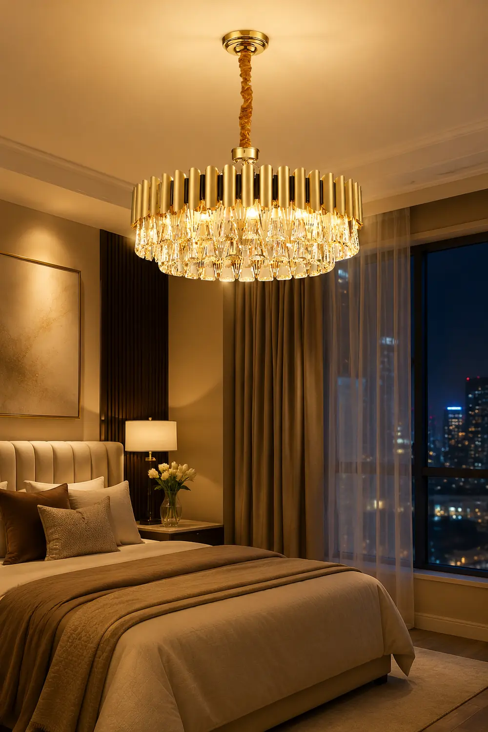 Marilyn Postmodern Nordic Round Gold Crystal Chandelier - Lumpaz