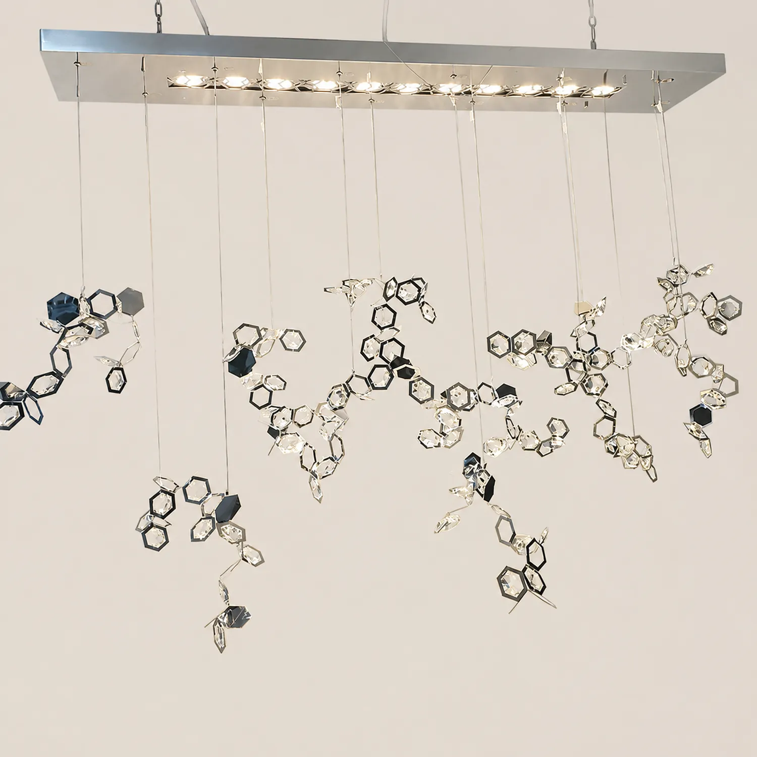 Ophelia Modern Sheet Crystal Chandelier, Silver, Living Room - Lumpaz