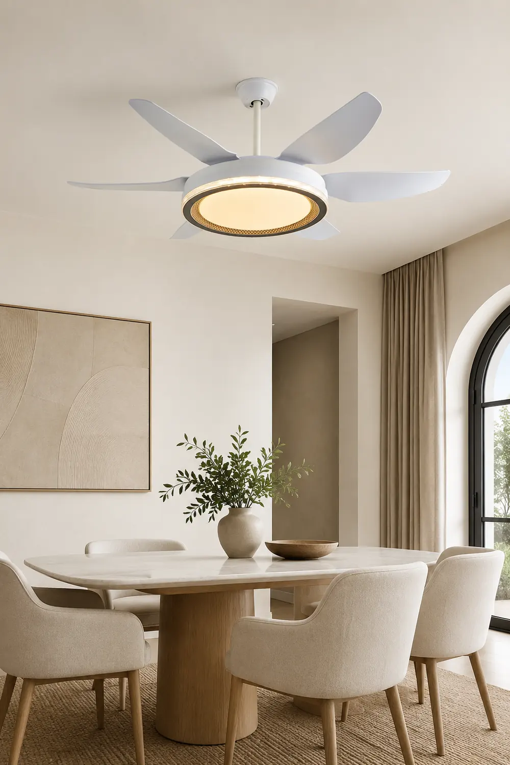 Haydn 6-Blade Modern Basic DC Ceiling Fan with Light, 51'' - Lumpaz