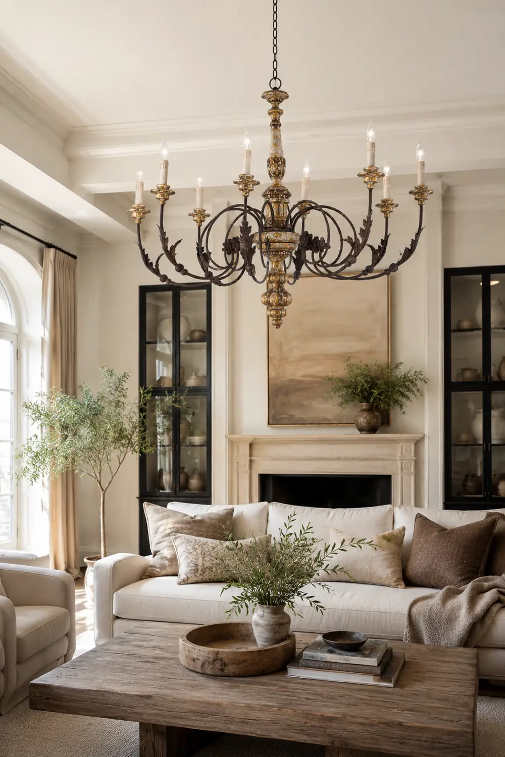Silva Large Retro Creative Chandelier Brown Wood Metal Living Room - Lumpaz