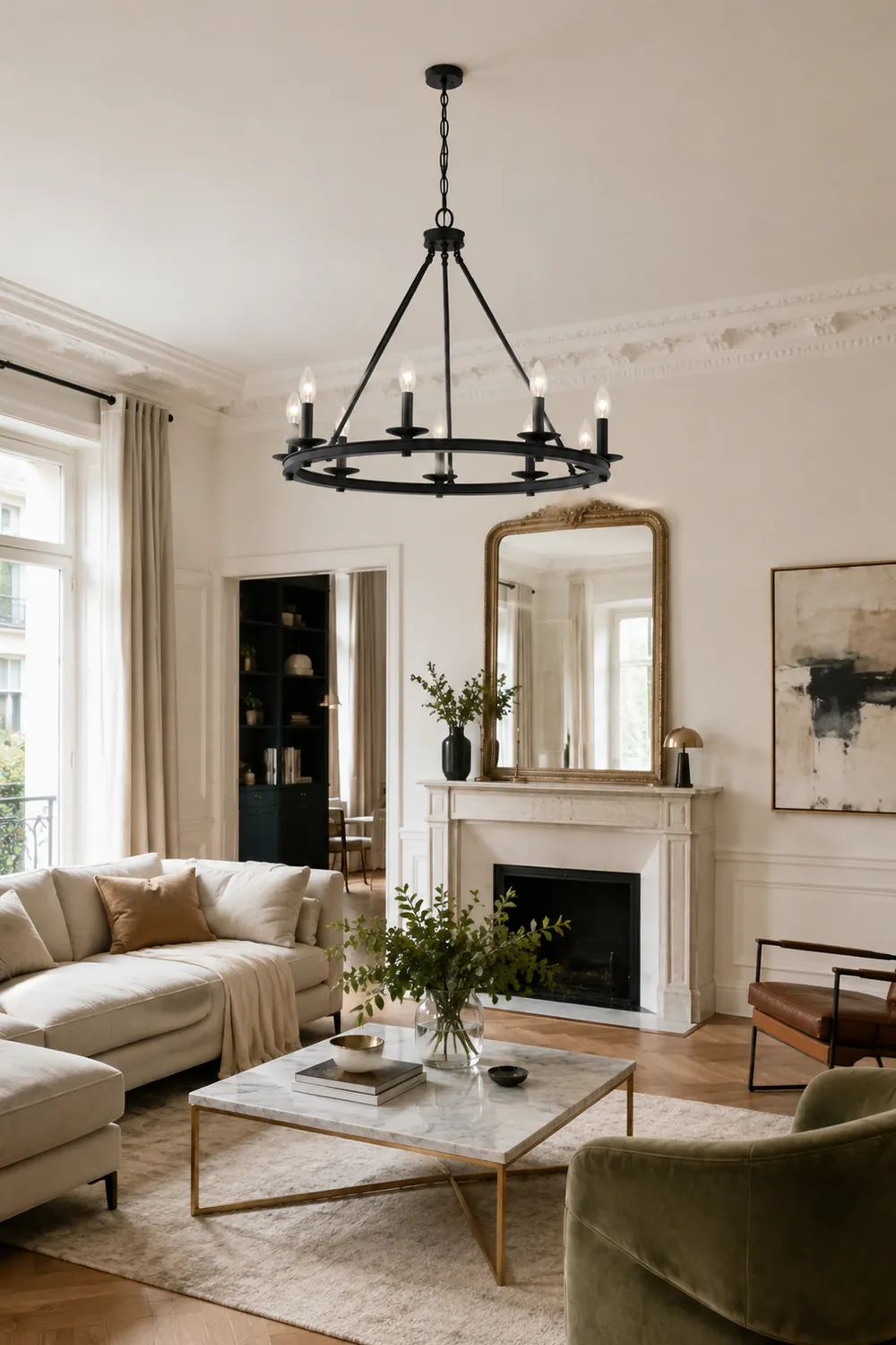 Silva Modern Candles Chandelier Black Metal Living Room/Bedroom - Lumpaz