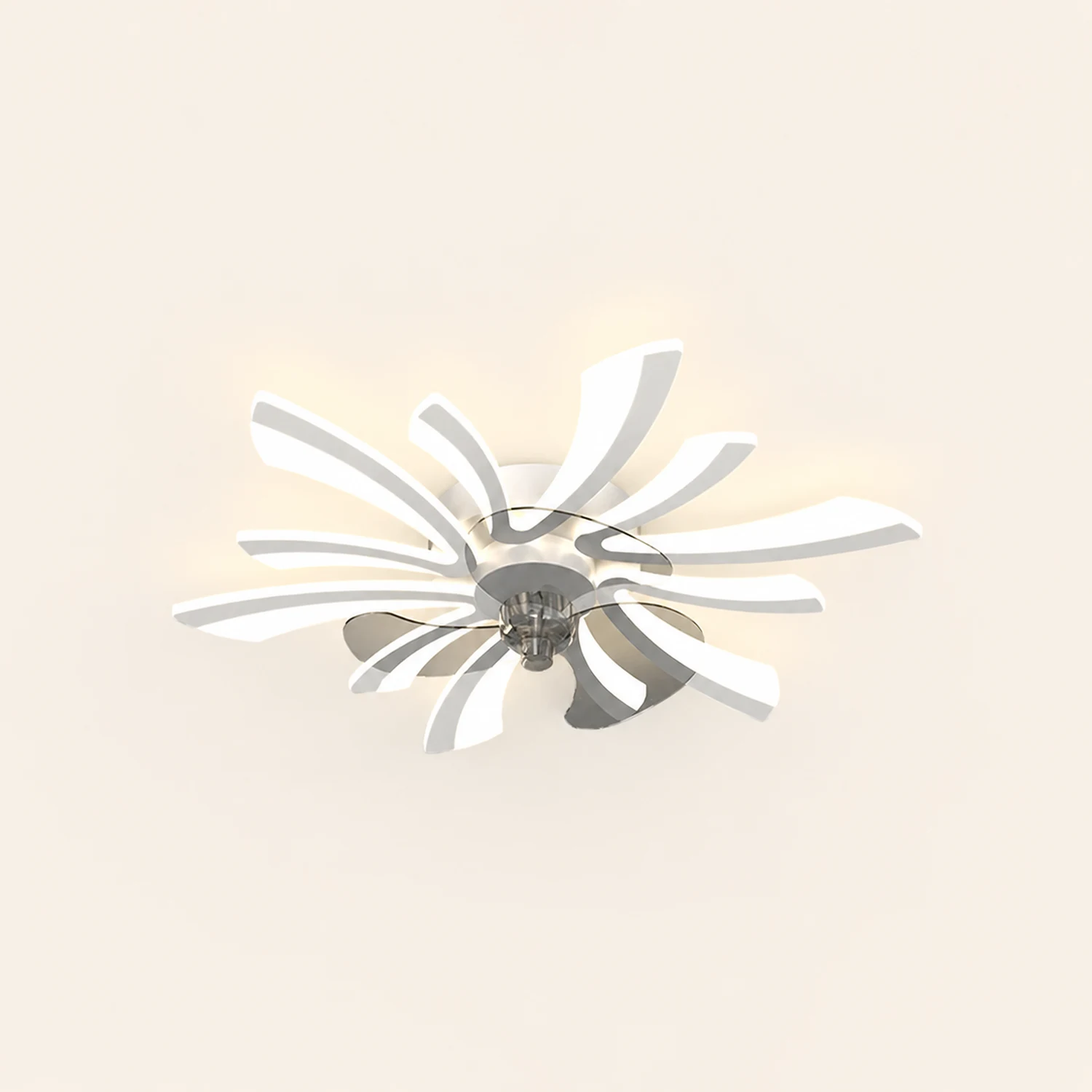 Hana Modern Flower Ceiling Fan with Light, 3 Color, L 25.5"/27"/31"/35.5" - Lumpaz