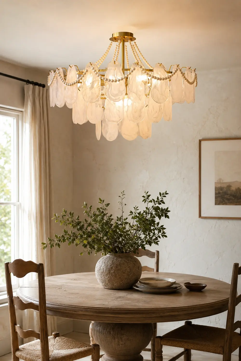 Kirsten Elegant Pearl/Glass/Metal Chandelier, White - Lumpaz