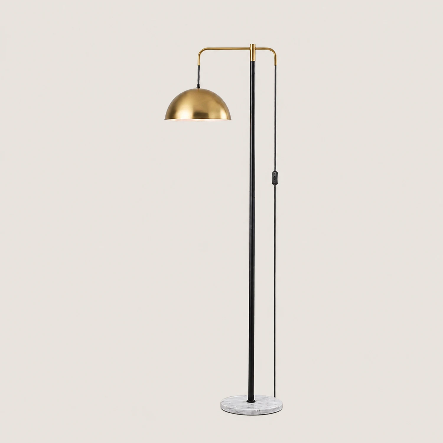 Carins Minimalist Geometric Marble Base/Metal Floor Lamp - Lumpaz
