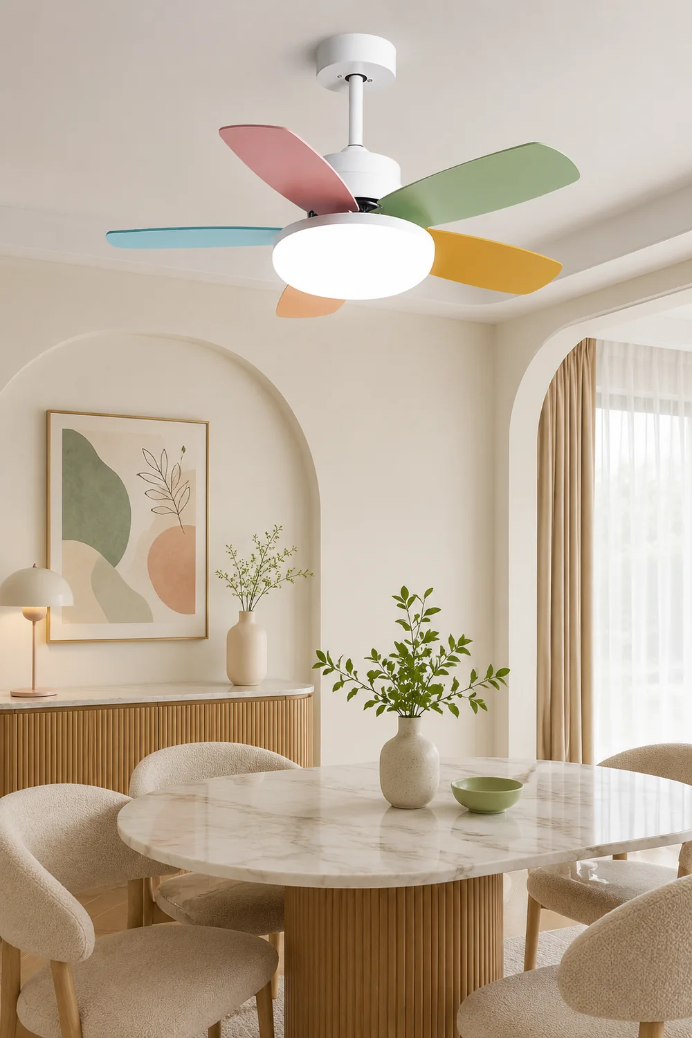 Morandi Colorful DC Ceiling Fan with Light, Summer, 42'' - Lumpaz