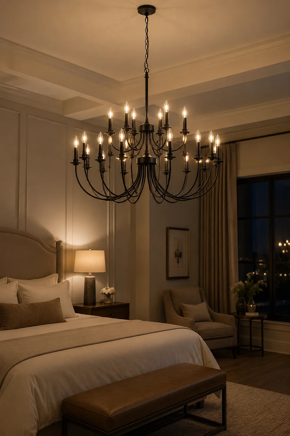 Silva LED Chandelier Black Metal Bedroom Living Room Ding Room - Lumpaz
