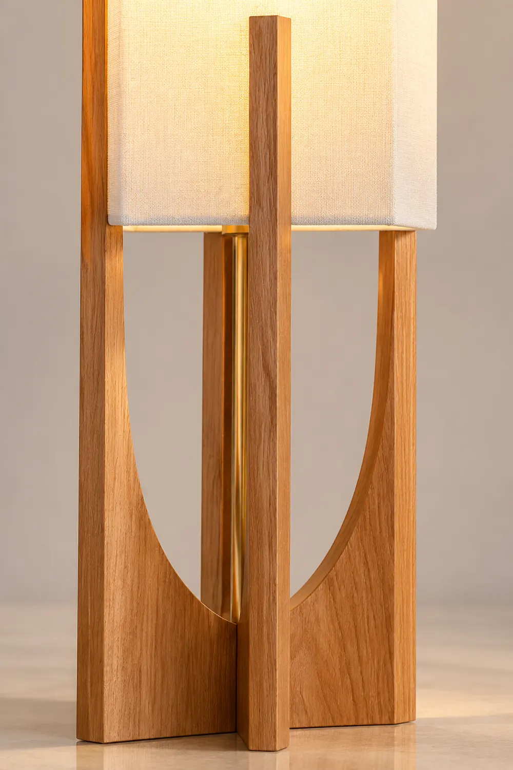 Ozawa Natural Rectangular Wood/Fabric Floor Lamp - Lumpaz