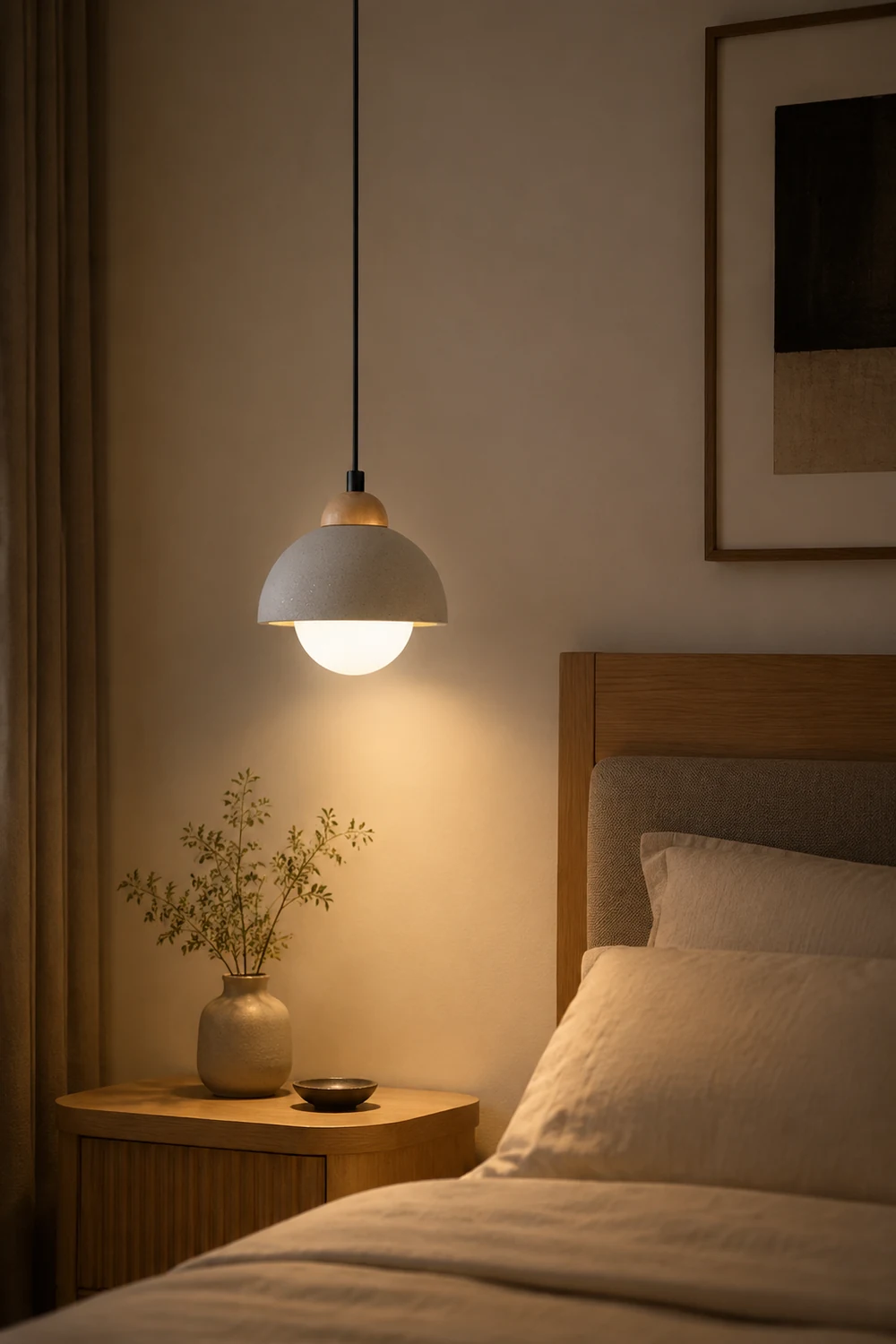 Ozawa Minimalism LED Modern Pendant Light Cement White Bedroom/Bedside/Kitchen Island/Living Room - Lumpaz
