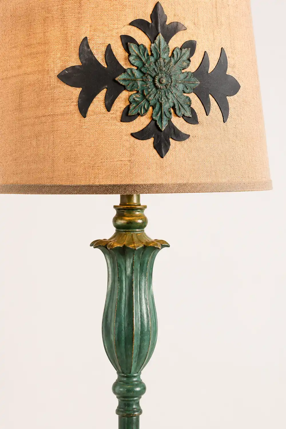 Eryn Floor Lamp Table Vintage, Metal/Resin, Green, Living Room - Lumpaz