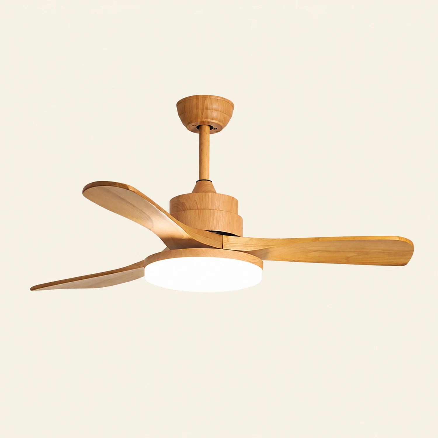 Haydn 5-Blade DC Ceiling Fan with Light, Summer, Black & Wood, 52'' - Lumpaz