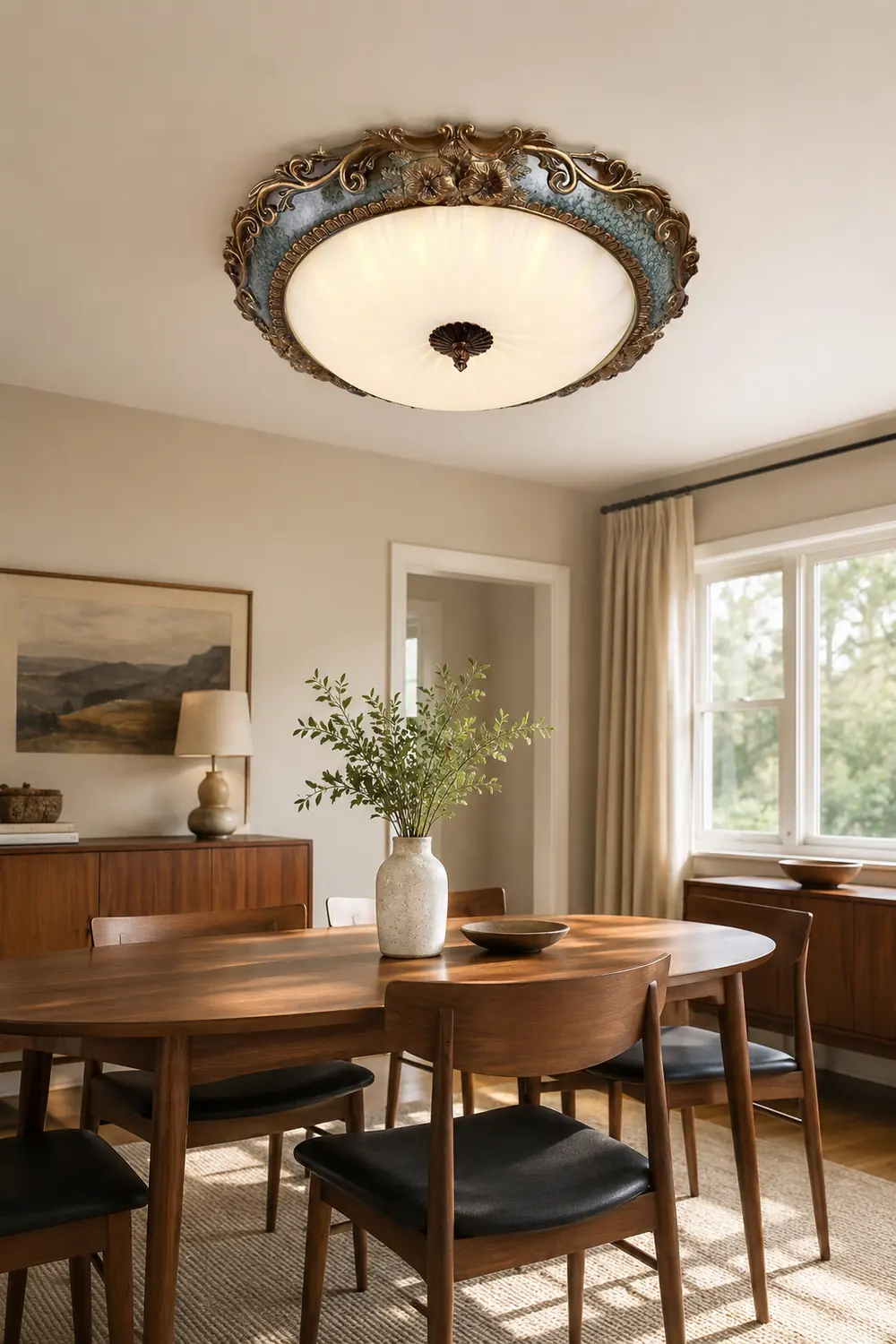 Eryn Flush Mount Ceiling Light, Brass/Resin - Lumpaz