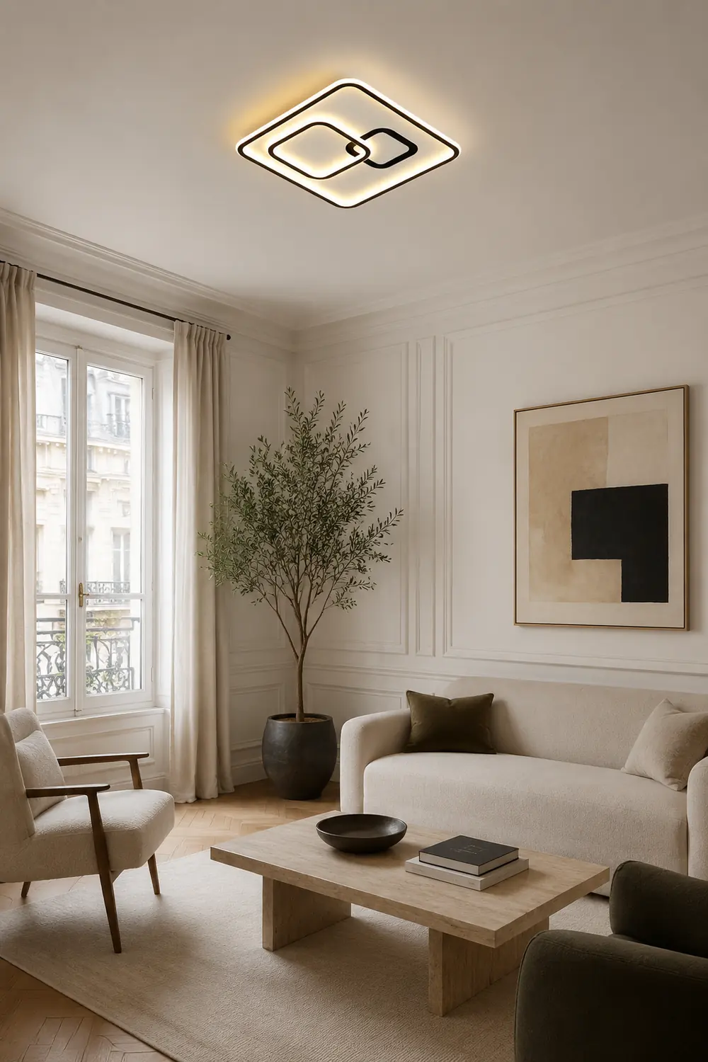 Lacey Linear Square Black Flush Mount Ceiling Light - Lumpaz
