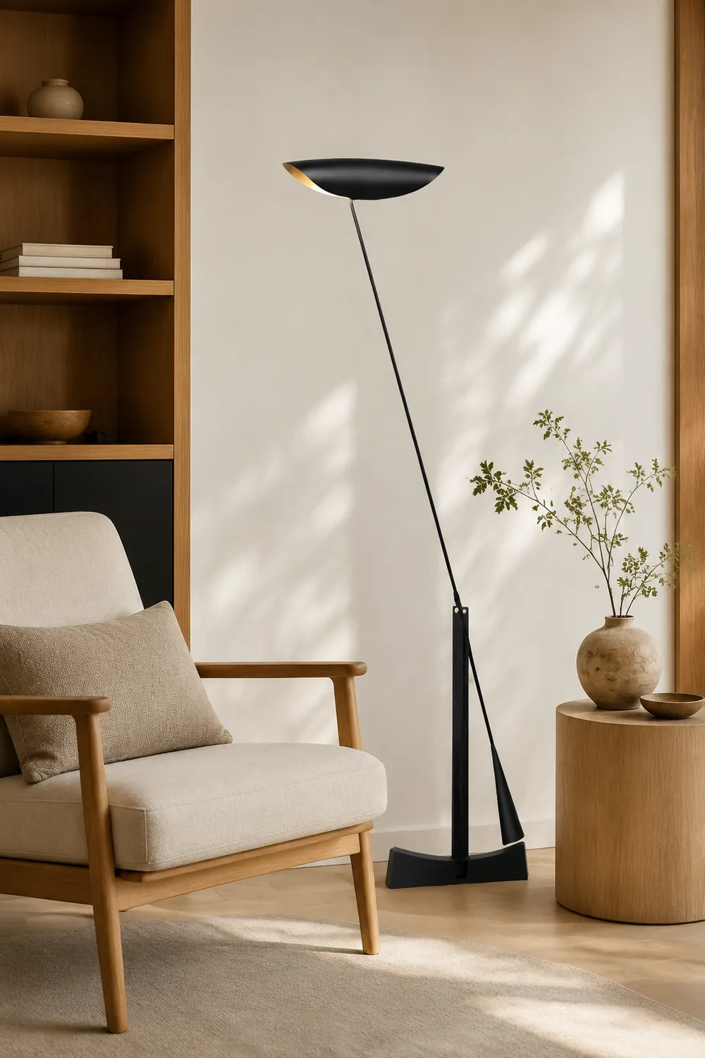 Carins Modern Bowl Linear Metal Floor Lamp,Black - Lumpaz