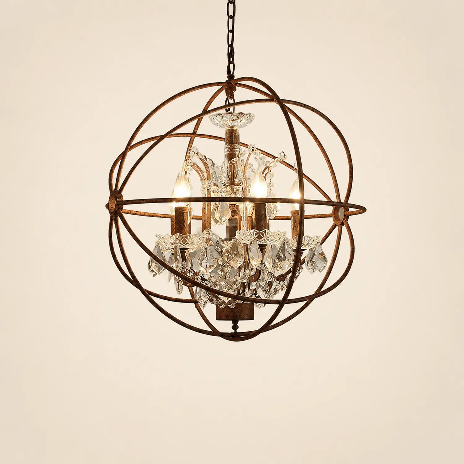 Kristy Rustic Vintage Candle Metal Pendant Light Black/Rust Bedroom - Lumpaz