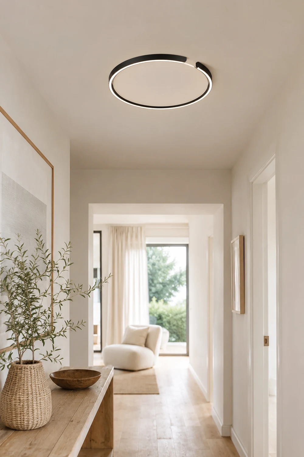 Edge Modern Ring Metal Flush Mount Ceiling Light, Black/White - Lumpaz