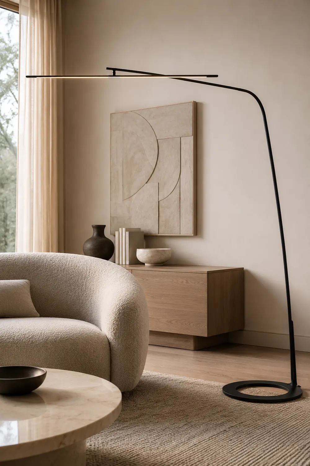 Edge Minimalist Long Linear Metal Floor Lamp, Black - Lumpaz
