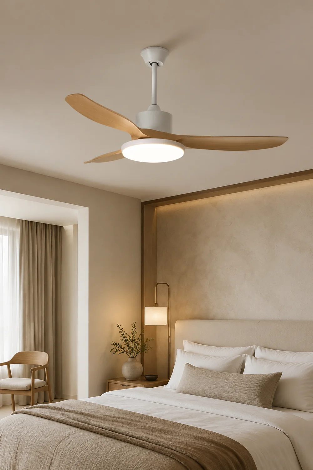 Haydn 3-Blade DC Ceiling Fan with Light, Black & White, 39.4''/47.2''/55.1'' - Lumpaz