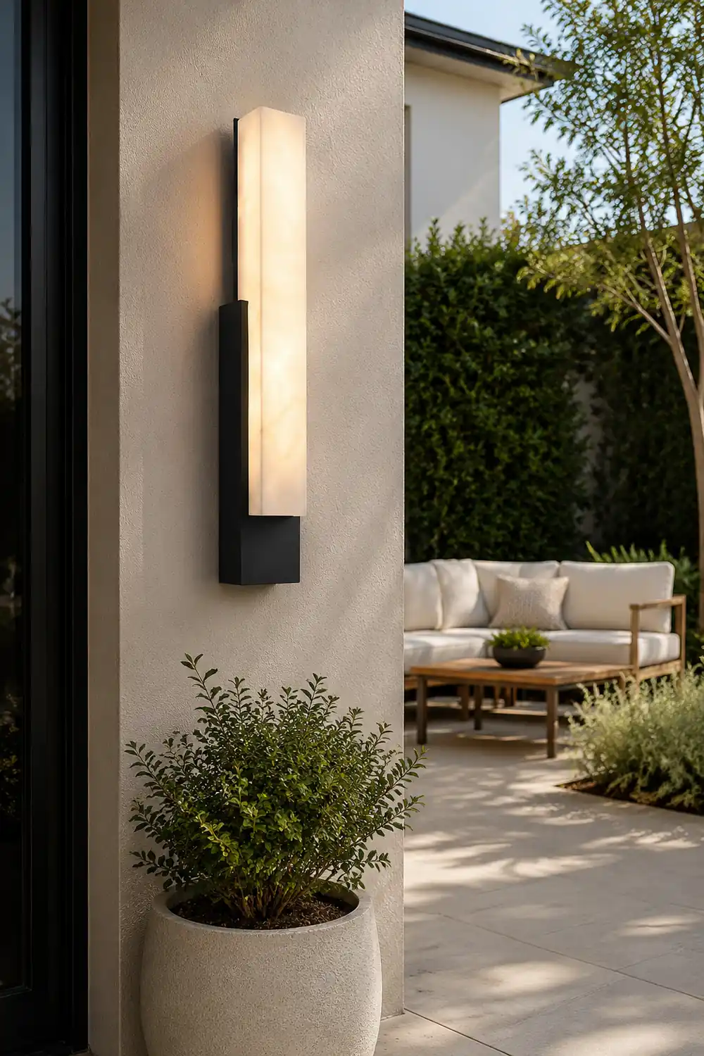 Waterproof Imitation Marble Shade LED Black Modern Outdoor Wall Light复制 - Lumpaz