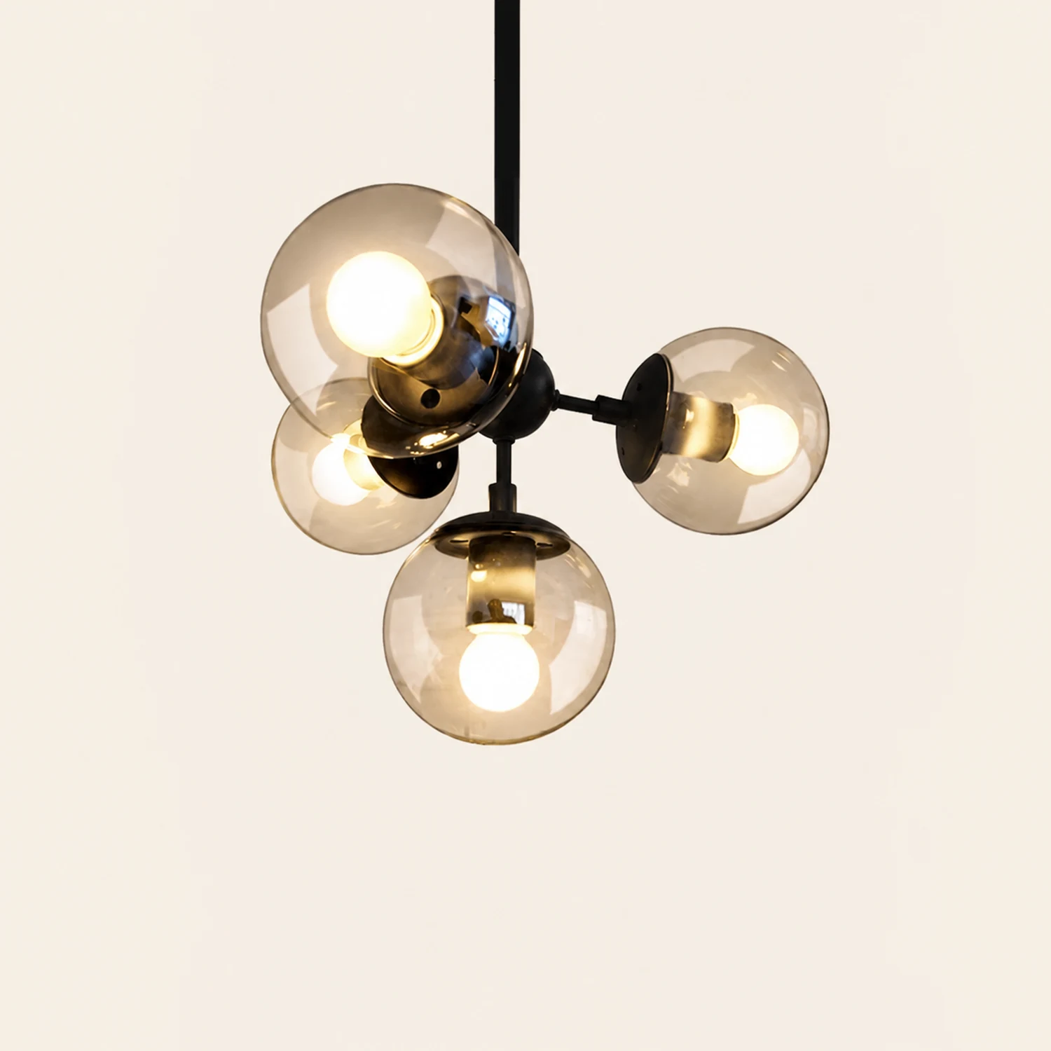 Valentina Pendant Light Bubble Modern, Glass/Metal, Black, Bedroom - Lumpaz
